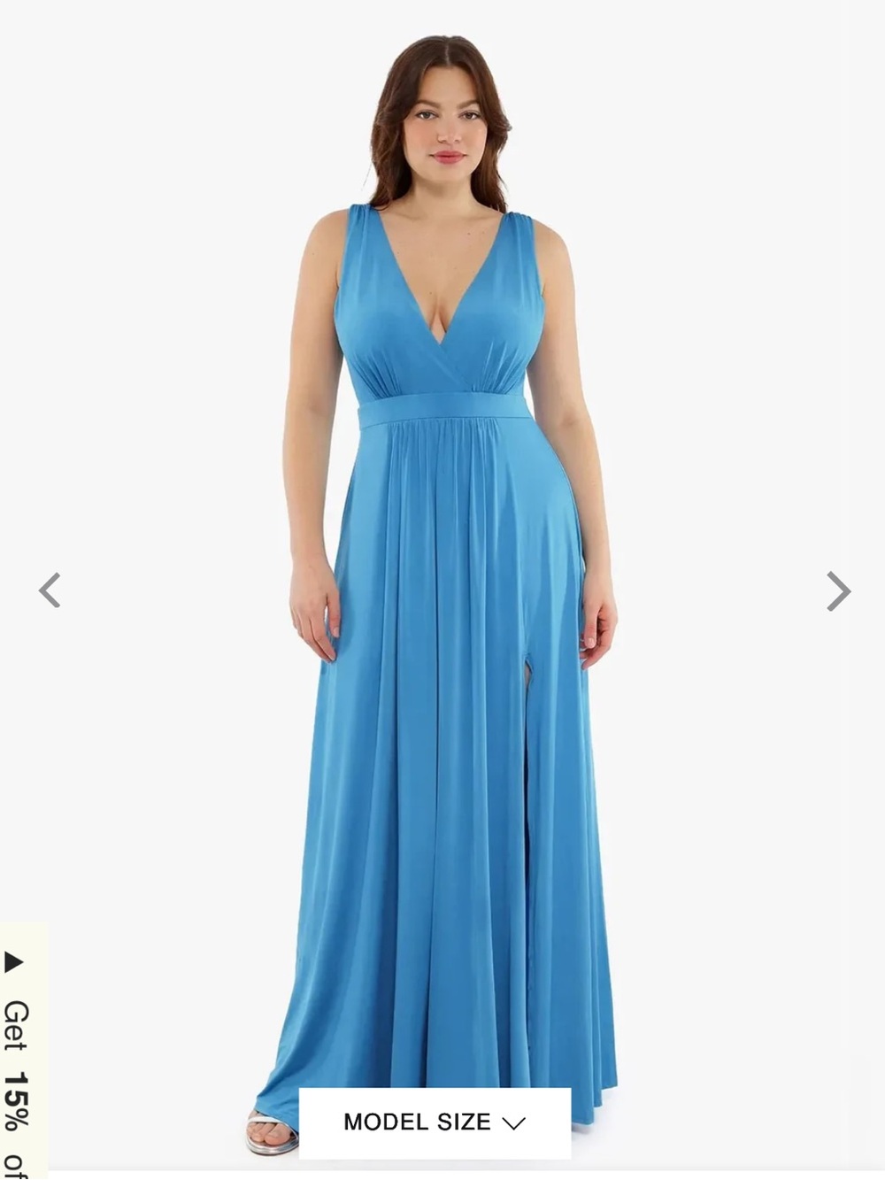 V-Neck Sky Blue Maxi Dress with detachable belt and shapewear